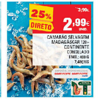Continente Camarão Selvagem Madagáscar 120+ Continente 400g promoção