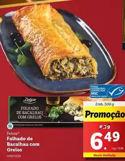 Lidl Deluxe - folhado de bacalhau com grelos promoção
