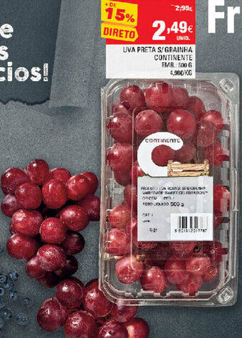 Continente Uva Preta S/ Grainha Continente 500g promoção