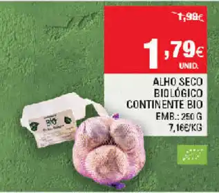 Continente Alho Seco Biológico Continente 250g promoção