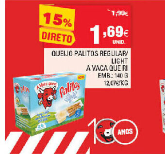 Continente Queijo Palitos Regular/ Light a Vaca Que Ri 140g promoção