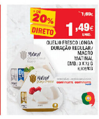 Queijo Fresco Longa Duração Regular/ Magro Matinal 3x72g