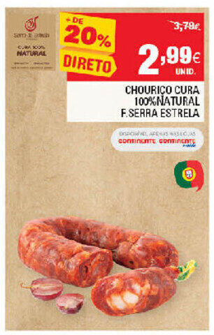 Continente Chouriço Cura 100% Natural F. Serra Estrela promoção