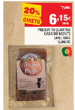 Continente Presunto Quartos Casa do Monte 500g promoção