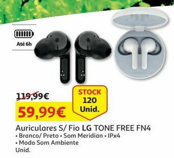 Auriculares sem fio lg:branco tone free fn4