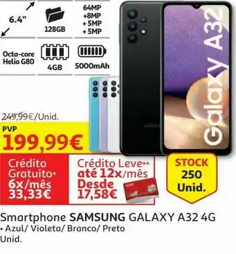 Auchan Smartphone samsung:azul 128gb galaxy a32 4g promoção