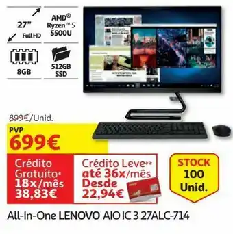 Auchan All-in-one lenovo aio ic 3 27alc-714 promoção