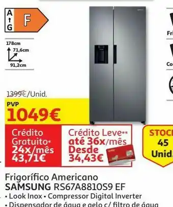 Auchan Frigorifico americano samsung:look inox rs67a8810s9/ef promoção