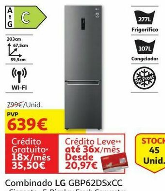 Auchan Combinado lg: cinzento gbp62dsxcc promoção