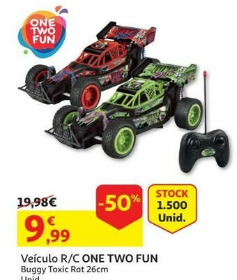 Veiculo r/c one two fun:buggy toxic rat 26cm