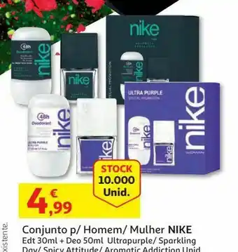 Auchan Conj. mulher nike ultra: purple woman edt30ml + deo50ml promoção