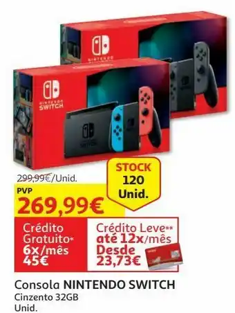 Auchan Consola nintendo switch:cinzento 32 gb promoção