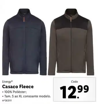 Lidl Livergy Casaco Fleece S ao XL promoção