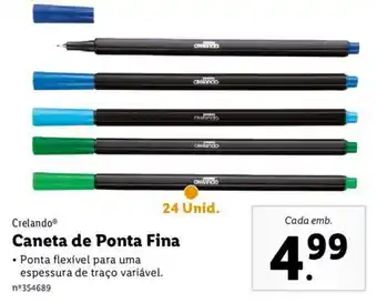 Lidl Crelando Caneta de Ponta Fina 24 unid promoção