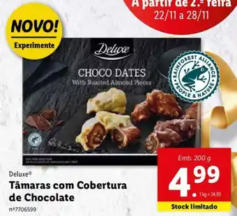 Lidl Deluxe Tâmaras com Cobertura de Chocolate 200g promoção