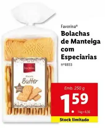 Lidl Favorina Bolachas de Manteiga com Especiarias 250g promoção