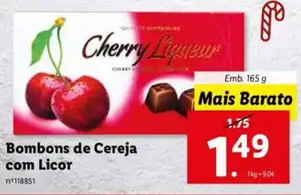 Lidl Bombons de Cereja com Licor 165g promoção