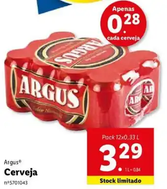 Lidl Argus Cerveja 12x0,33L promoção