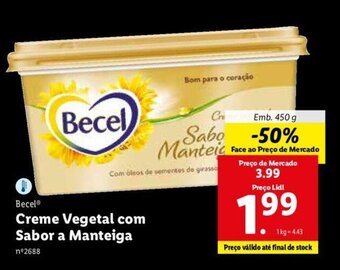 Lidl Becel Creme Vegetal com Sabor a Manteiga 450g promoção