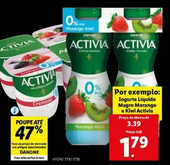 Lidl Iogurte Líquido Magro Morango e Kiwi Activia Danone promoção