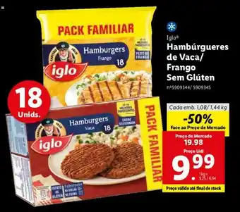 Lidl Iglo Hambúrgueres de Vaca/Frango Sem Glúten promoção