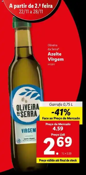 Lidl Oliveira da Serra Azeite Virgem 0,75L promoção