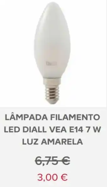 Brico Depôt Lâmpada Filamento LED Diall Vea E14 Luz Amarela 7W promoção