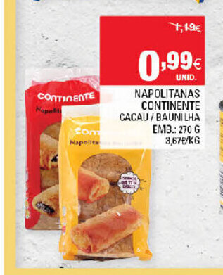 Continente Napolitanas Continente 270g promoção