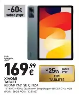 Radio Popular Xiaomi tablet REDMI PAD SE CINZA promoção