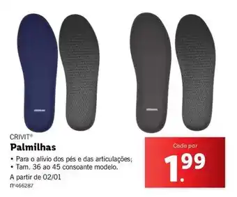 Lidl Crivit - palmilhas promoção