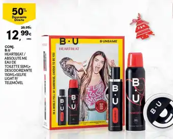 Continente Conj. B.U Heartbeat/Absolute Me Eau de Toilette 50ml+DEsodorizante 150ml+Selfie Light p/Telemóvel promoção