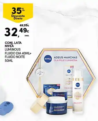 Continente Conj. Lata Nivea Luminous Fluido Dia 40ml+Fluido Noite 50ml promoção