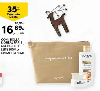 Continente Conj. Bolsa L'Oreal Paris Age Perfect Leite 200ml+Creme Dia 50ml promoção