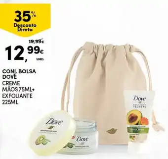 Continente Conj. Bolsa Dove Creme Mãos 75ml+Exfoliante 225ml promoção