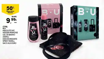 Conj. B.U Absolute Me Hidden Paradise Gel de Banho 250ml+Desodorizante Spray 150ml+Saco Algodão