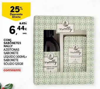 Continente Conj. Sabonetes Nally Azeitonas Sabonete Líquido 300ml+Sabonete Sólido 125g promoção