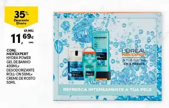Conj. Men Expert Hydra Power Gel de Banho 400ml+Desodorizante Roll-On 50ml+Creme de Rosto 50ml