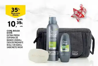 Continente Conj. Bolsa Dove Extra Fresh Espuma de Banho 200ml+Desodorizante Roll-On 50ml+Sabonete 90g promoção