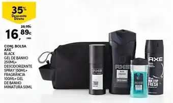Conj. Bolsa Axe Black Gel de Banho 250ml+Desoodorizante Spray 150ml+Fragrância 100ml+Gel de Banho Miniatura 50ml