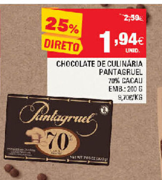 Chocolate de Culinária Pantagruel 200g