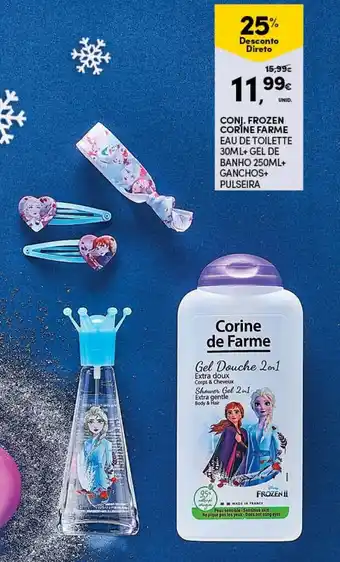 Conj. Frozen Corine de Farme Eau de Toilette 30ml+Gel de Banho 250ml+Ganchos+Pulseira