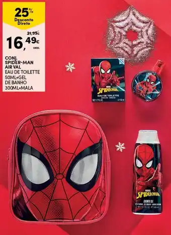 Conj. Spider-Man Air Val Eau de Toilette 50ml+Gel de Banho 300ml+Mala