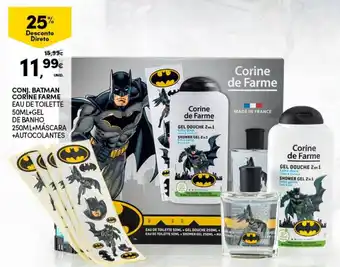 Conj. Batman Corine Farme Eau de Toilette 50ml+Gel de Banho 250ml+Máscara+Autocolantes