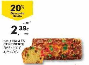 Continente Bolo Inglês Continente 500g promoção