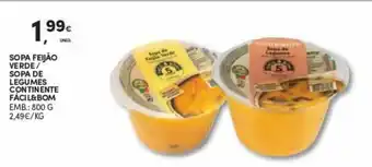 Continente Sopa Feijão Verde/Sopa de Legumes Continente Fácil&Bom 800g promoção