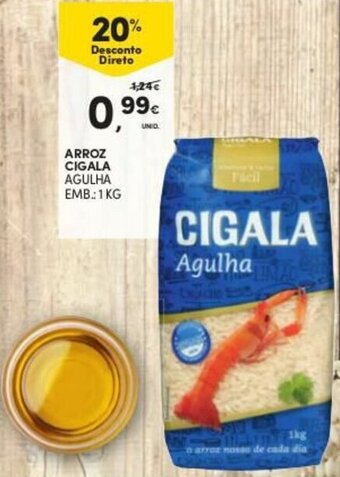 Continente Arroz Cigala Agulha 1kg promoção
