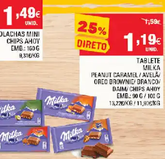 Continente Tablete Milka 90g/100g promoção