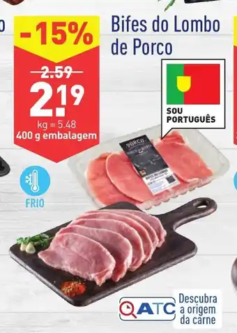 ALDI Bifes do Lombo de Porco 400g embalagem promoção