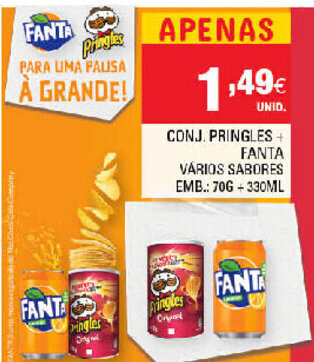 Continente Conj, Pringles + Fanta 70g+330ml promoção