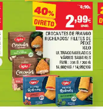 Continente Crocantes de Frango Recheados/Filetes de Peixe Iglo 204g/200g promoção